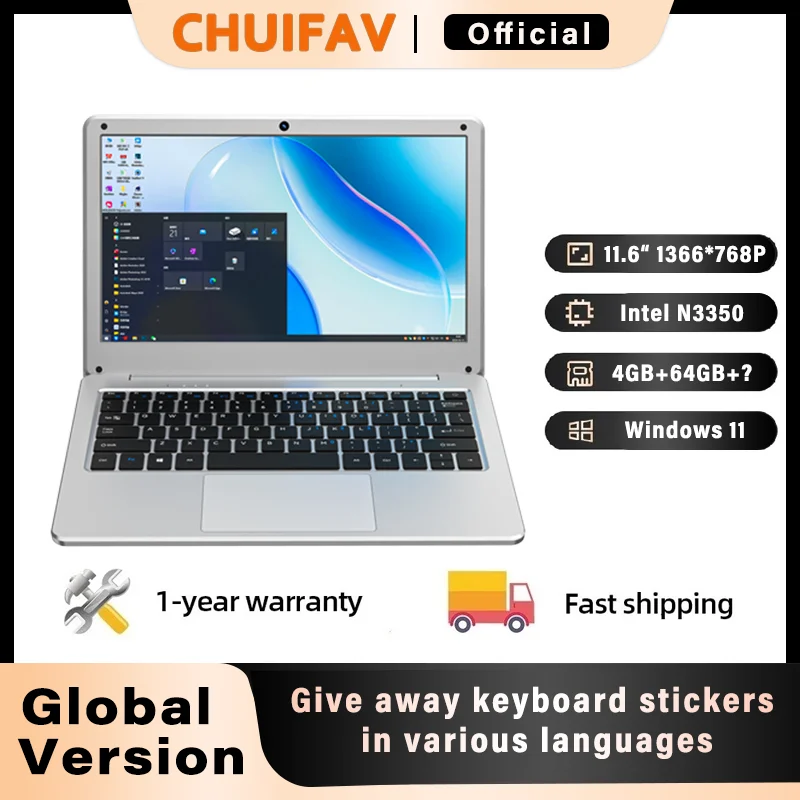 CHUIFAV ޴  11 ݺ,   N3350, 11.6 ġ ÷, 4GB RAM, 64GB SSD, 繫  б 